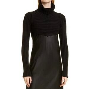 Birgette Herskind Nynti Black Organic Cotton Cropped Turtleneck Bolero Sweater